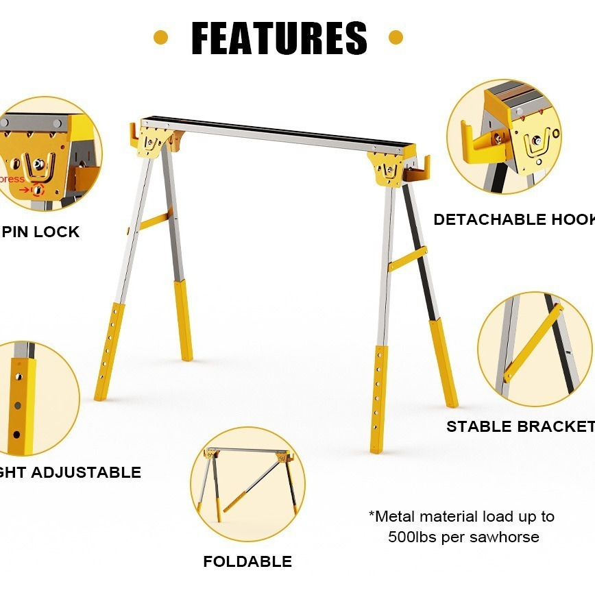 Workbench Portable Fold - حامل منشار/منشار معدني، منضدة عمل محمولة